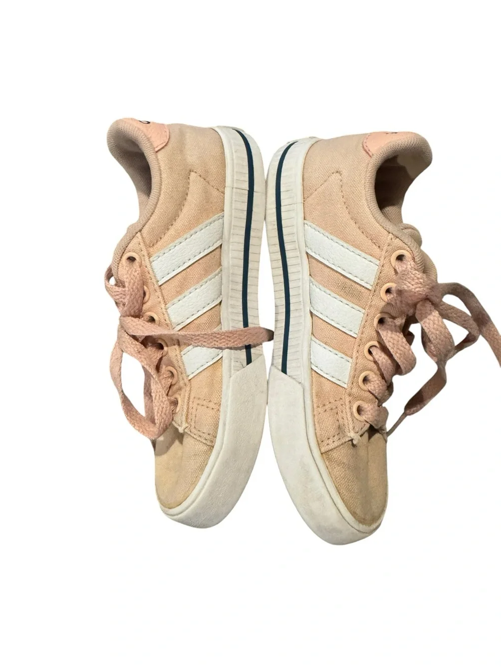 adidas Kids Light Pink Canvas Sneakers with White Stripes